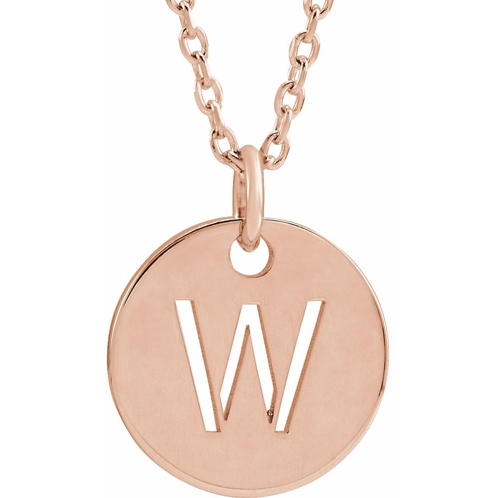 14K Rose Initial W 16-18" Necklace