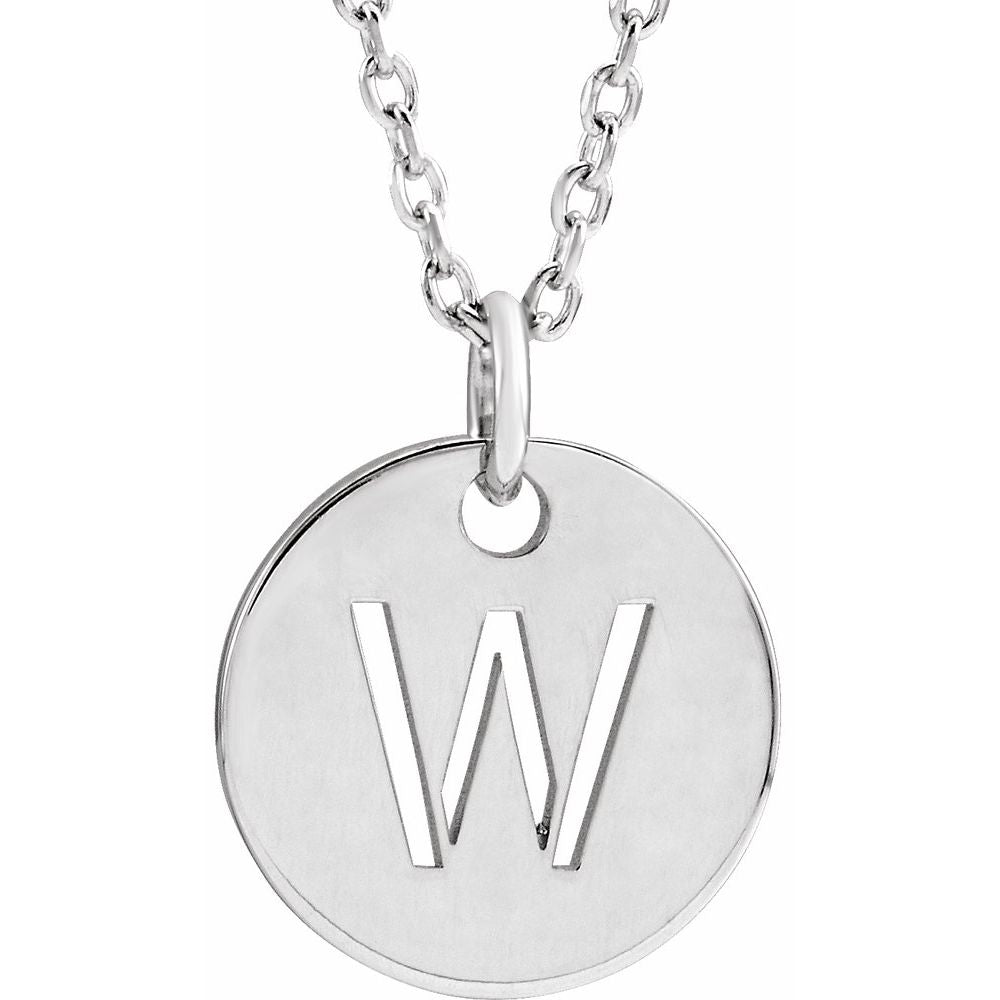 Sterling Silver Initial W 16-18" Necklace