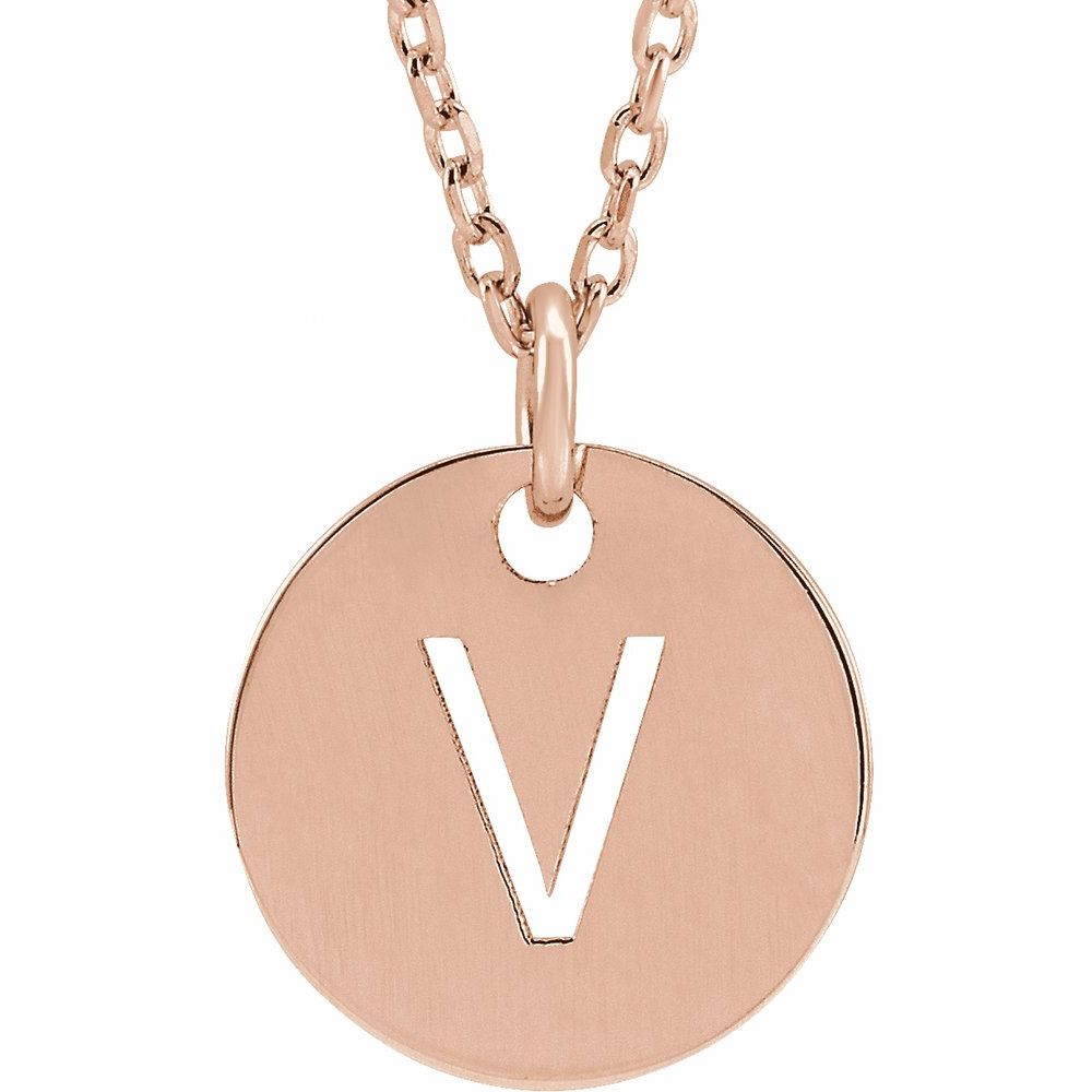 14K Rose Initial V 16-18" Necklace