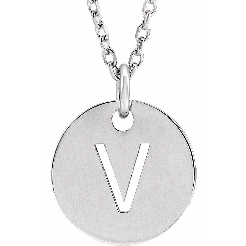 14K White Initial V 16-18" Necklace