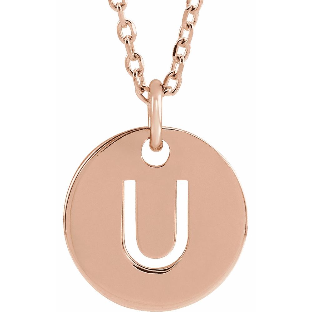 14K Rose Initial U 16-18" Necklace