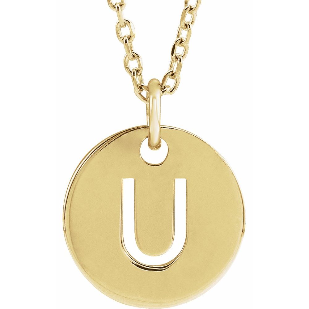 14K Yellow Initial U 16-18" Necklace