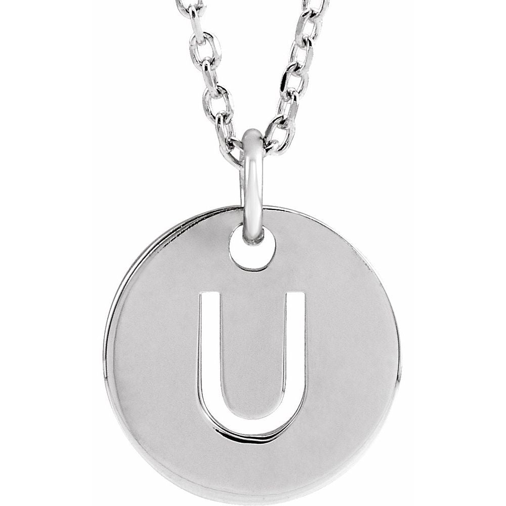 Sterling Silver Initial U 16-18" Necklace