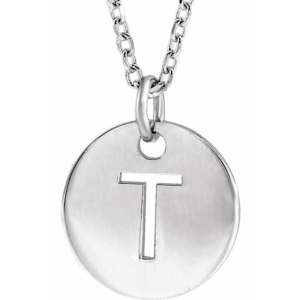 14K White Initial T 16-18" Necklace