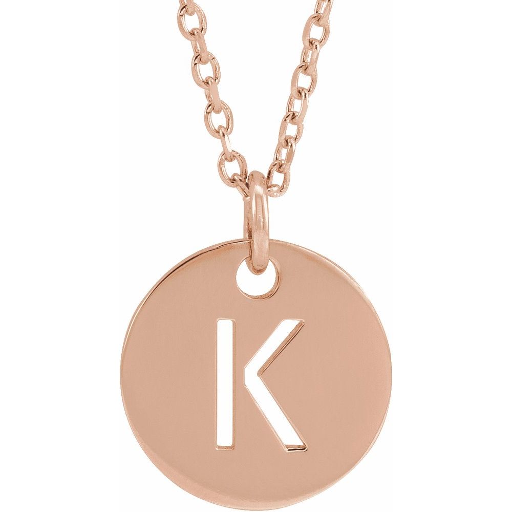 14K Rose Initial K 16-18" Necklace