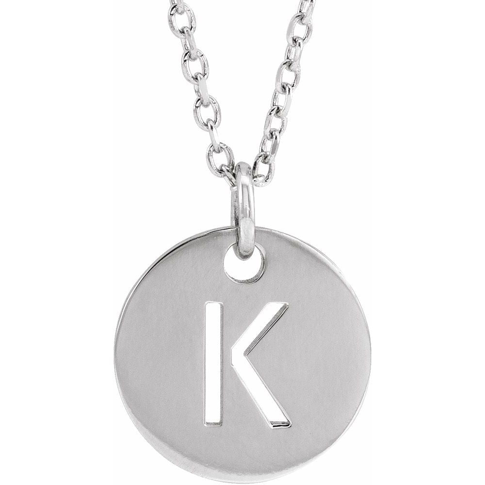 14K White Initial K 16-18" Necklace