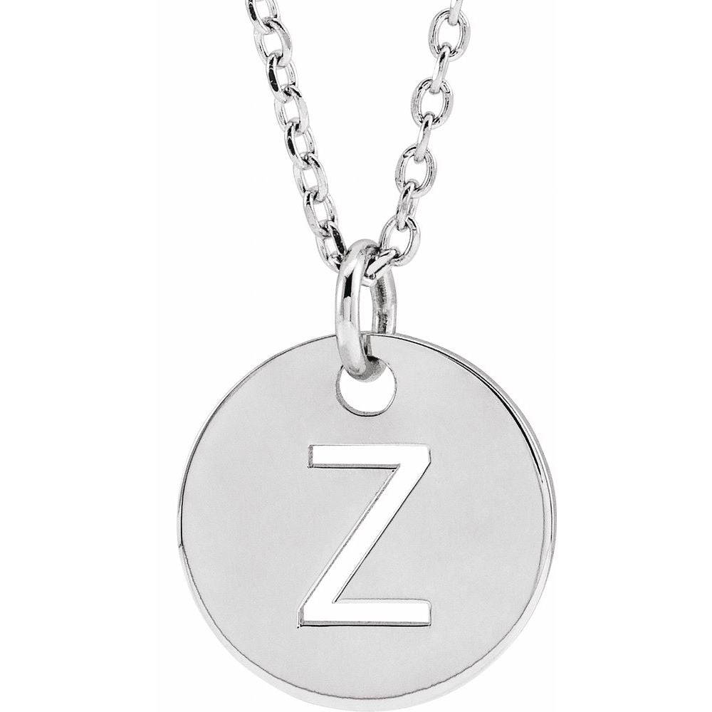 14K White Initial Z 16-18" Necklace