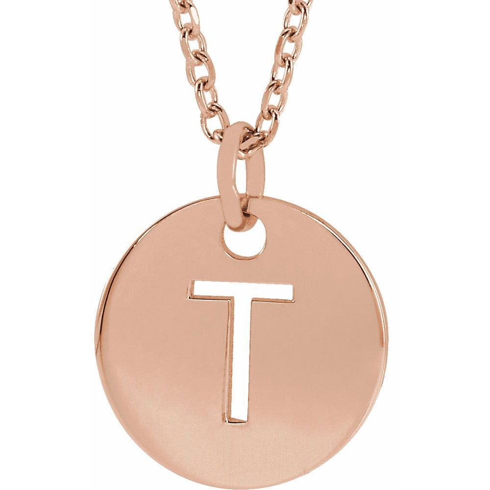 18K Rose Gold-Plated Sterling Silver Initial T 16-18" Necklace