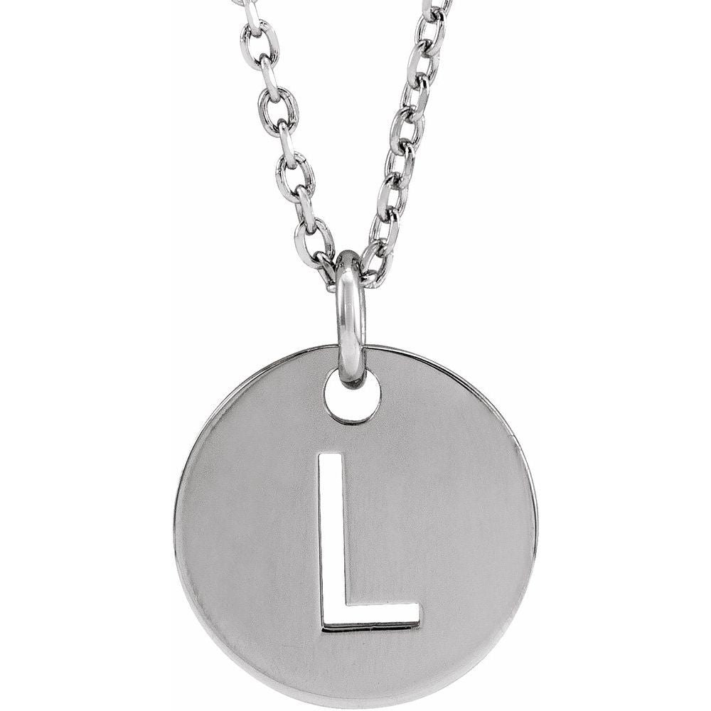 14K White Initial L 16-18" Necklace