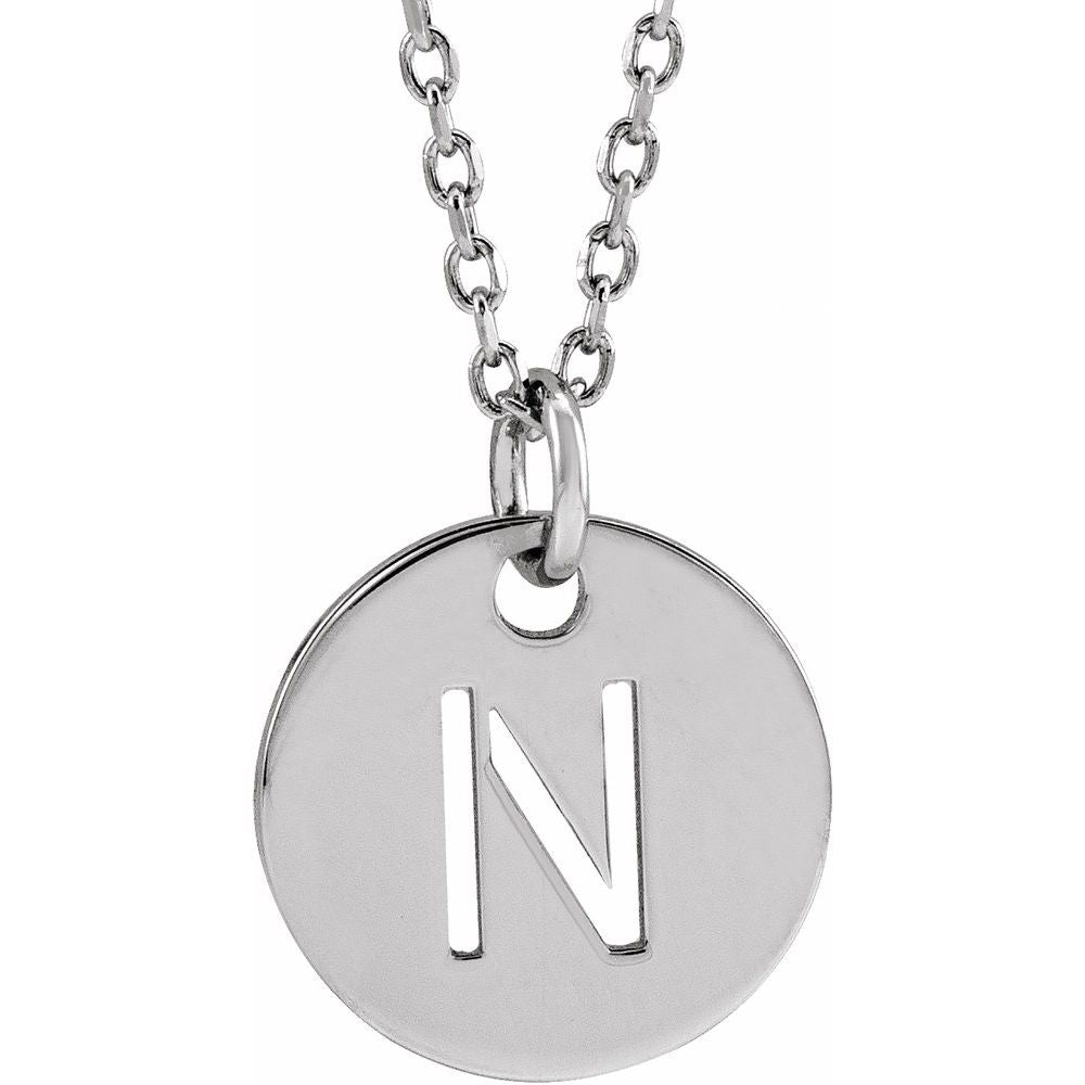 14K White Initial N 16-18" Necklace