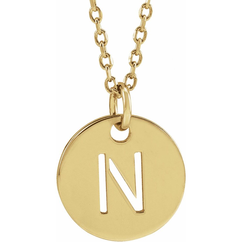 14K Yellow Initial N 16-18" Necklace