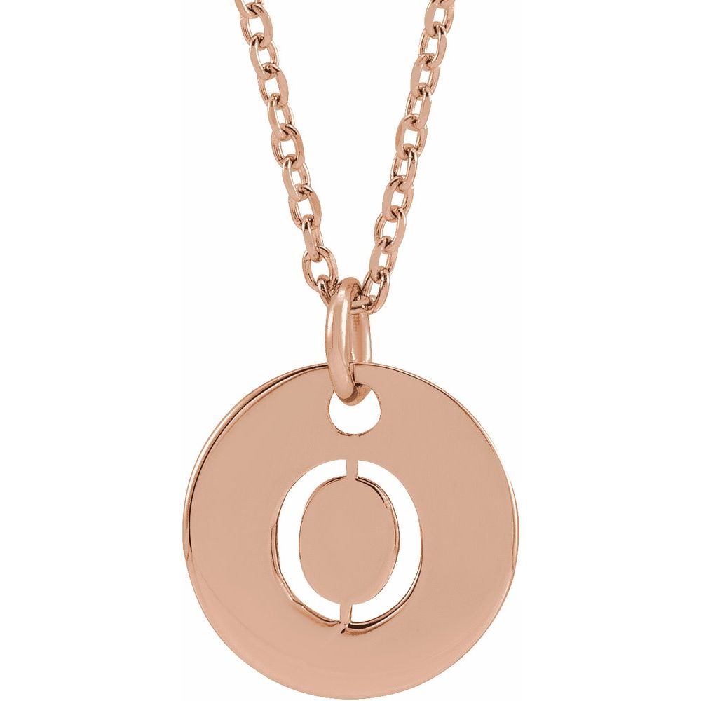 14K Rose Initial O 16-18" Necklace