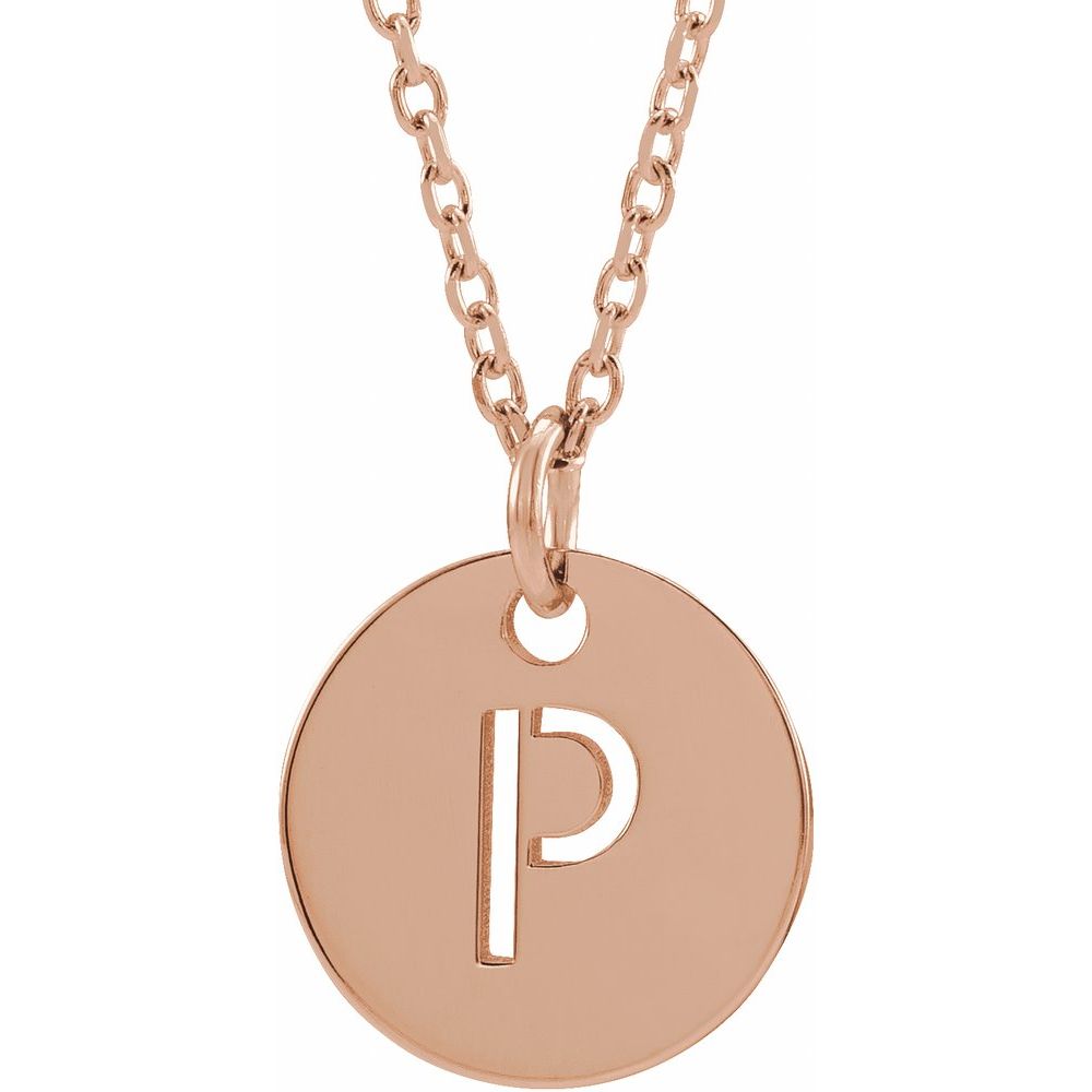 18K Rose Gold-Plated Sterling Silver Initial P 16-18" Necklace