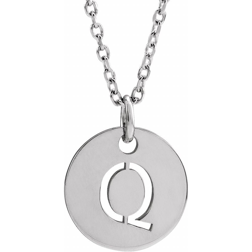 14K White Initial Q 16-18" Necklace