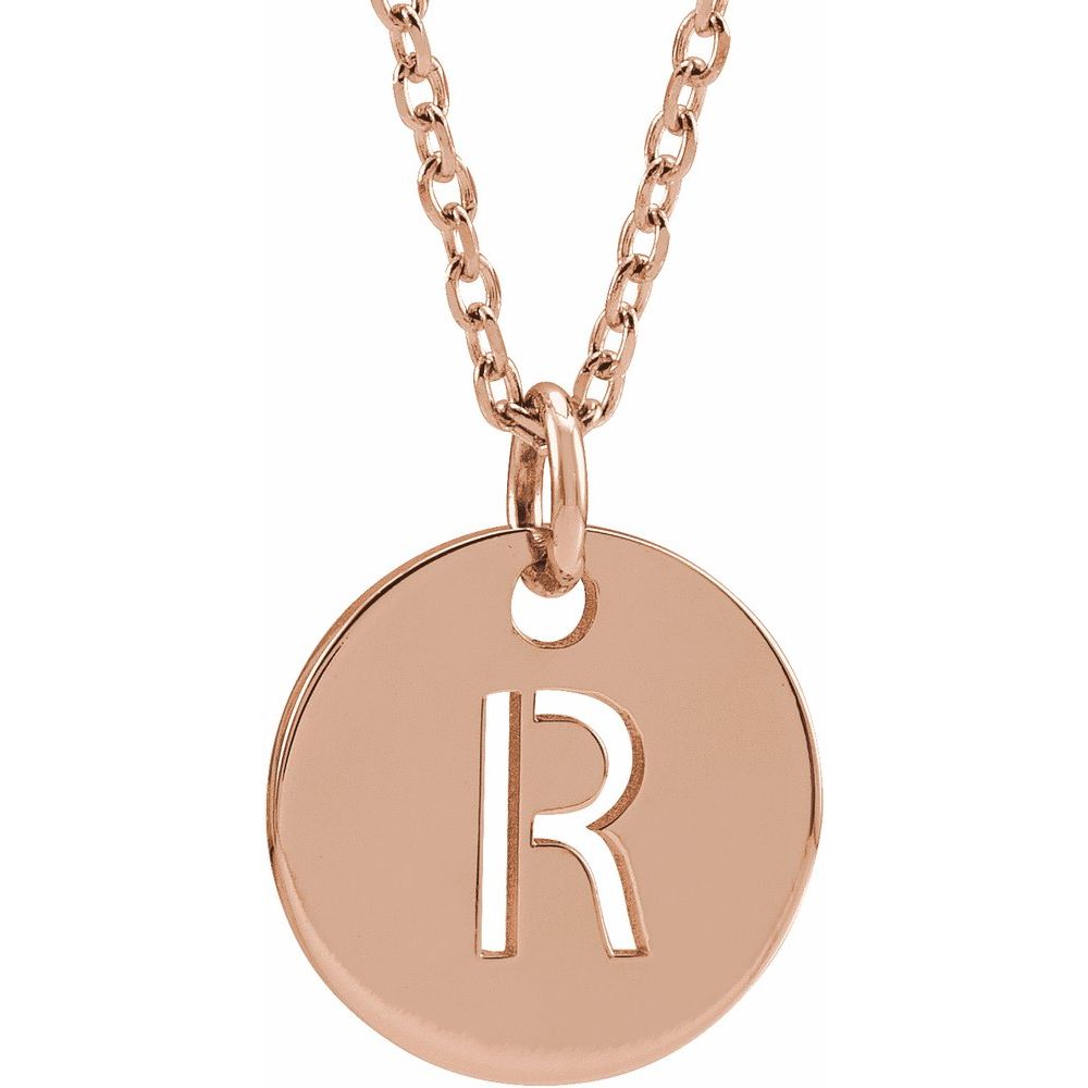 14K Rose Initial R 16-18" Necklace