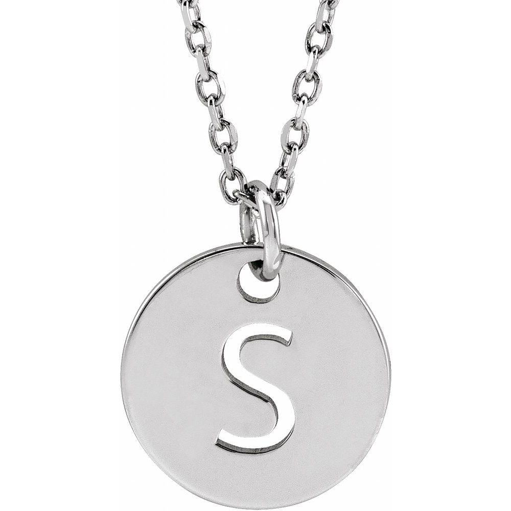 14K White Initial S 16-18" Necklace