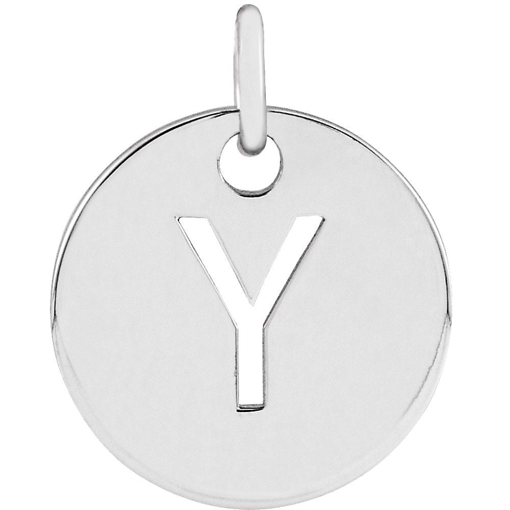 14K White Initial Y Pendant