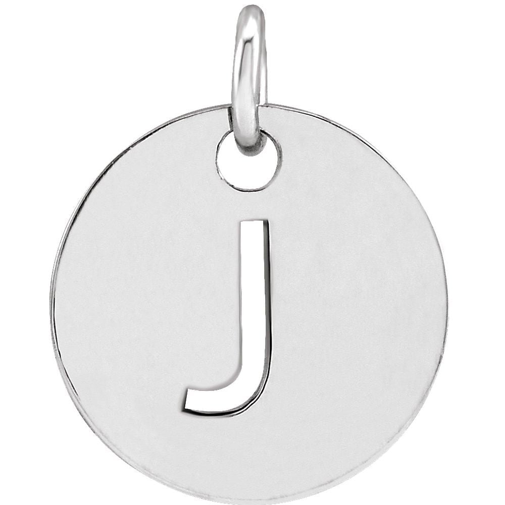 14K White Initial J Pendant