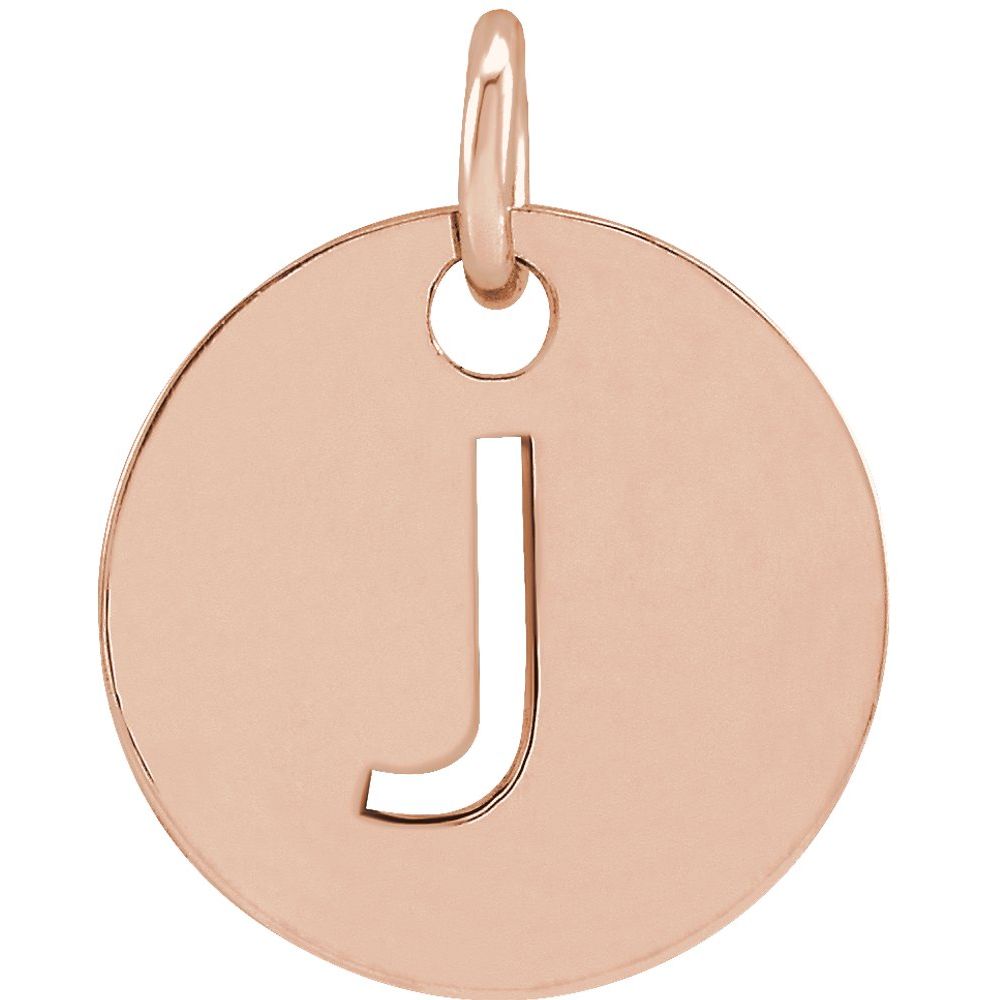 14K Rose Initial J Pendant