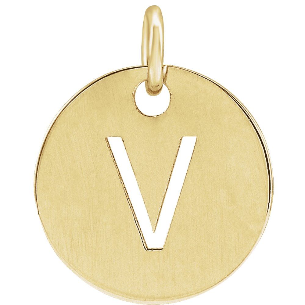 14K Yellow Initial V Pendant