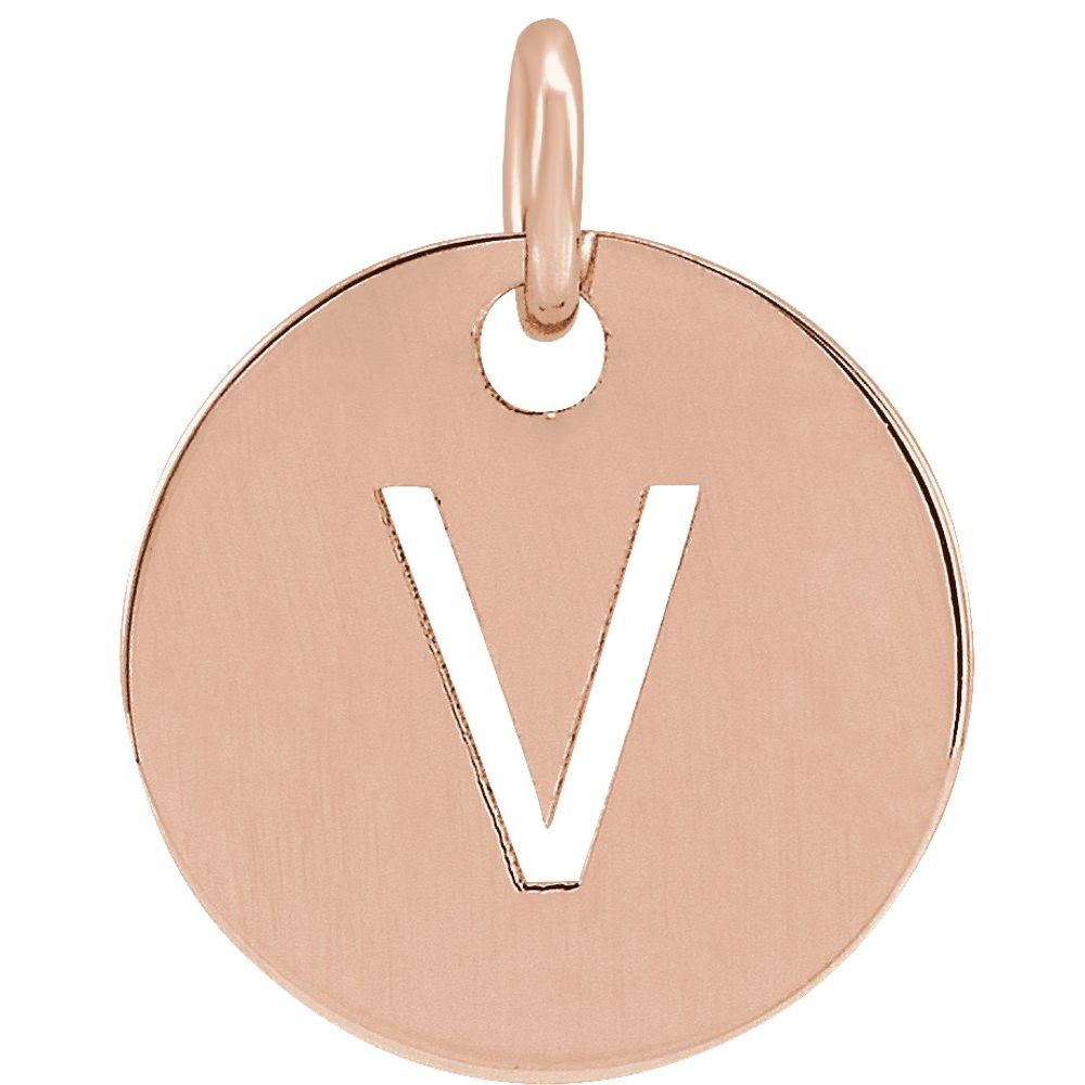 14K Rose Initial V Pendant