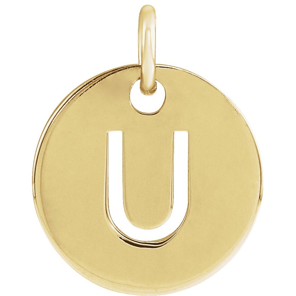 14K Yellow Initial U Pendant