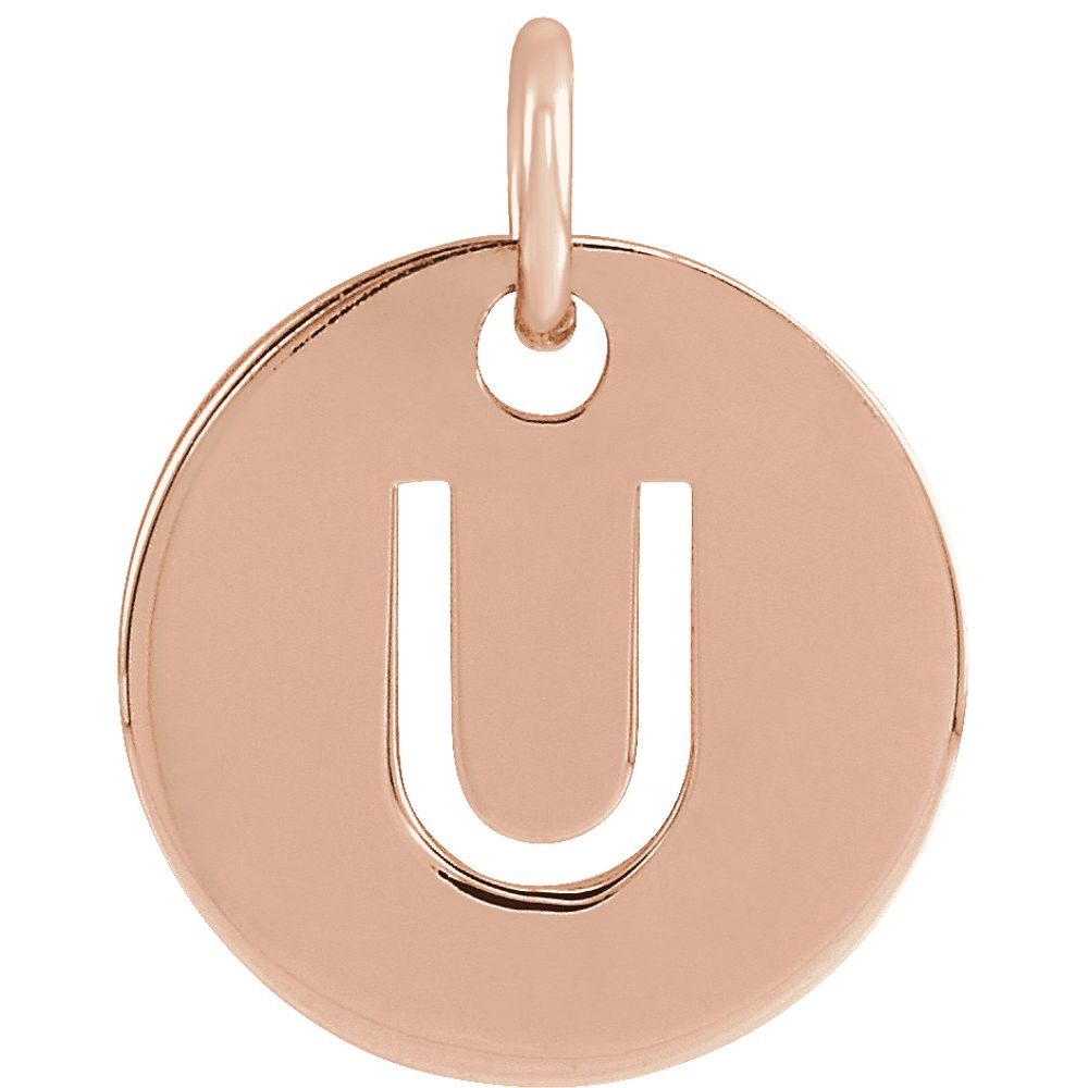 14K Rose Initial U Pendant