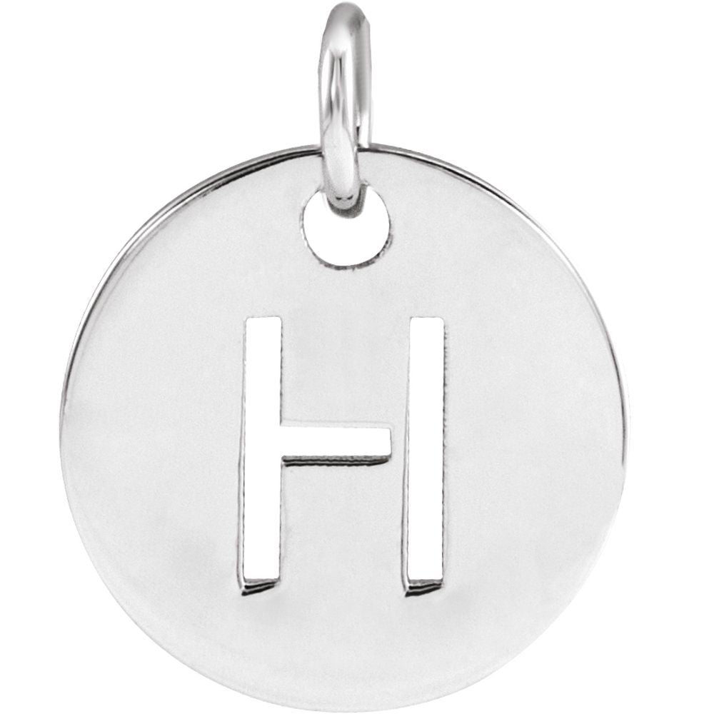 14K White Initial H Pendant