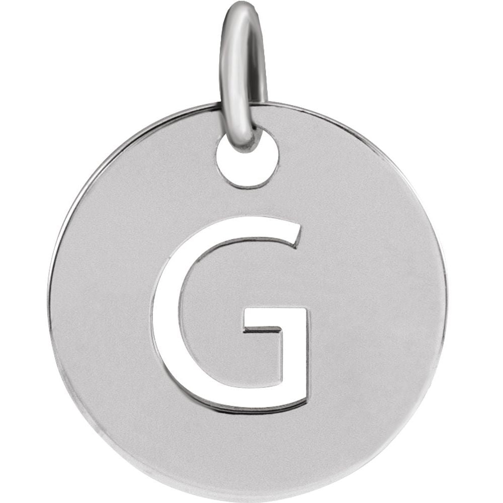 14K White Initial G Pendant