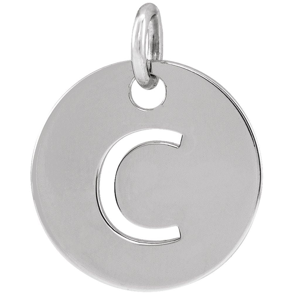 14K White Initial C Pendant