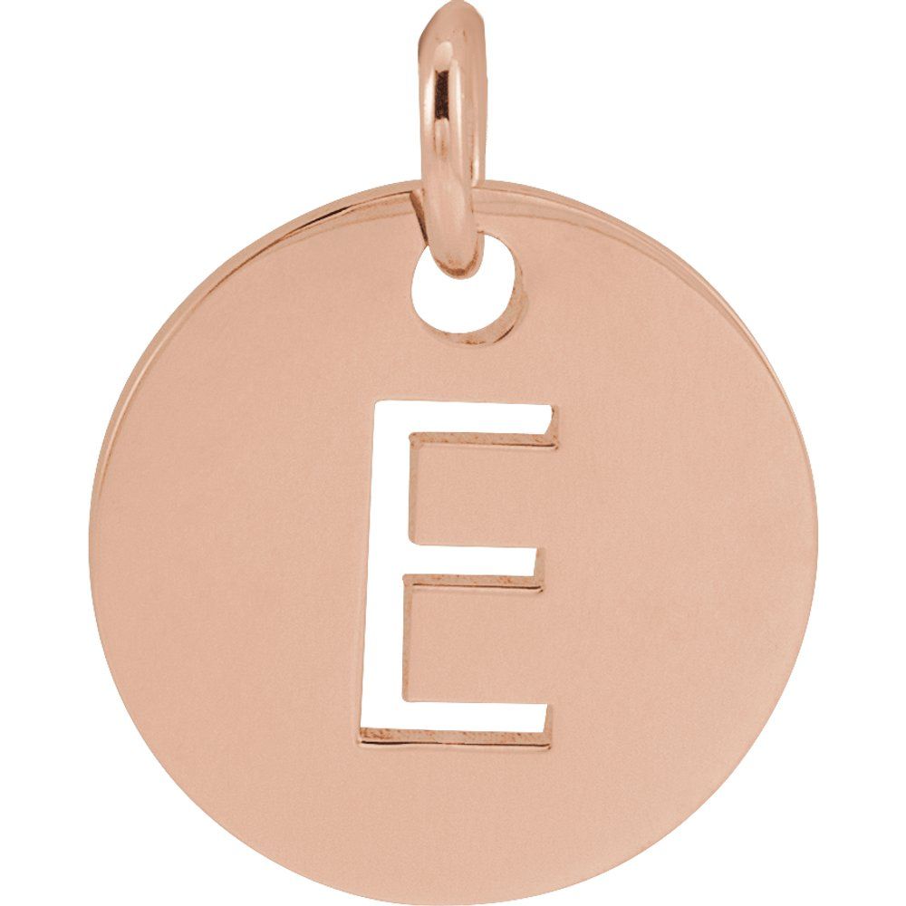 14K Rose Initial E Pendant