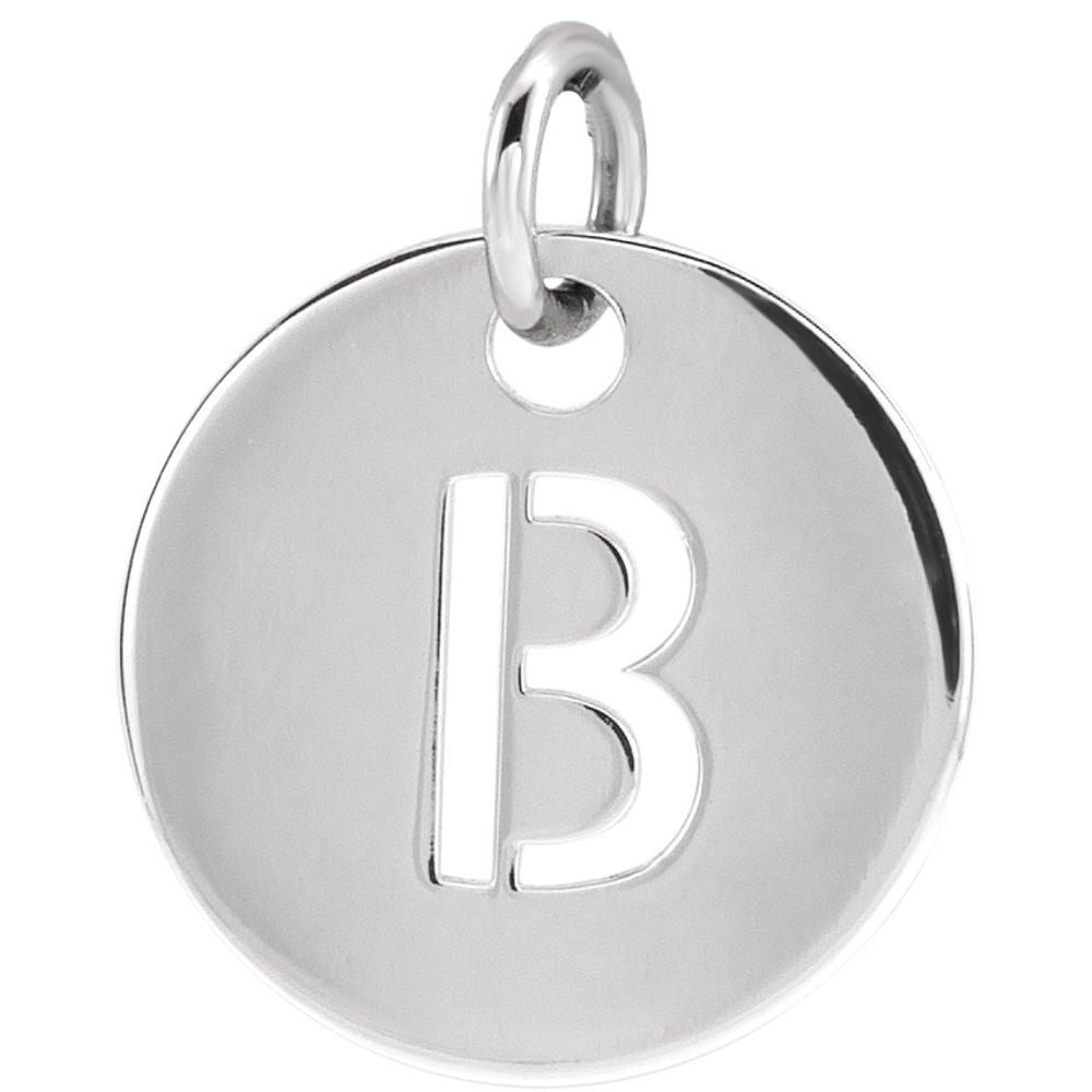 14K White Initial B Pendant