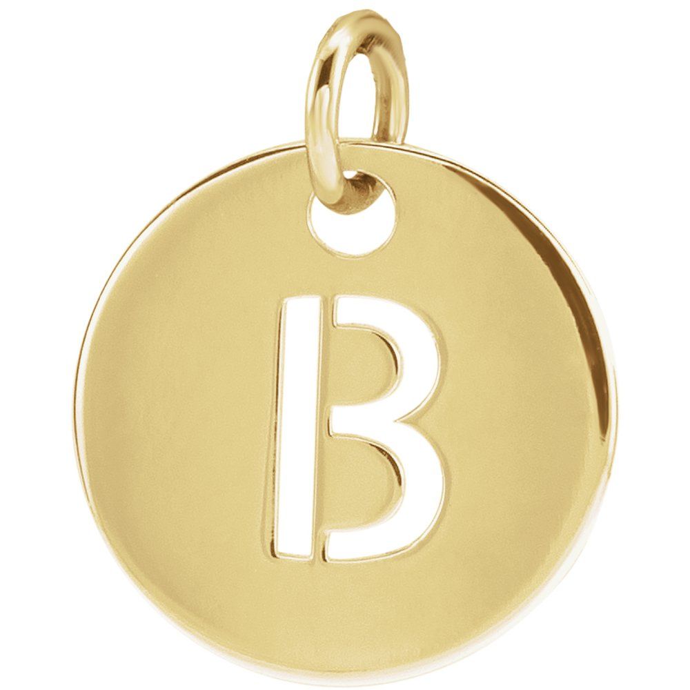 14K Yellow Initial B Pendant