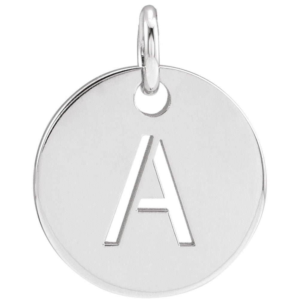 14K White Initial A Pendant