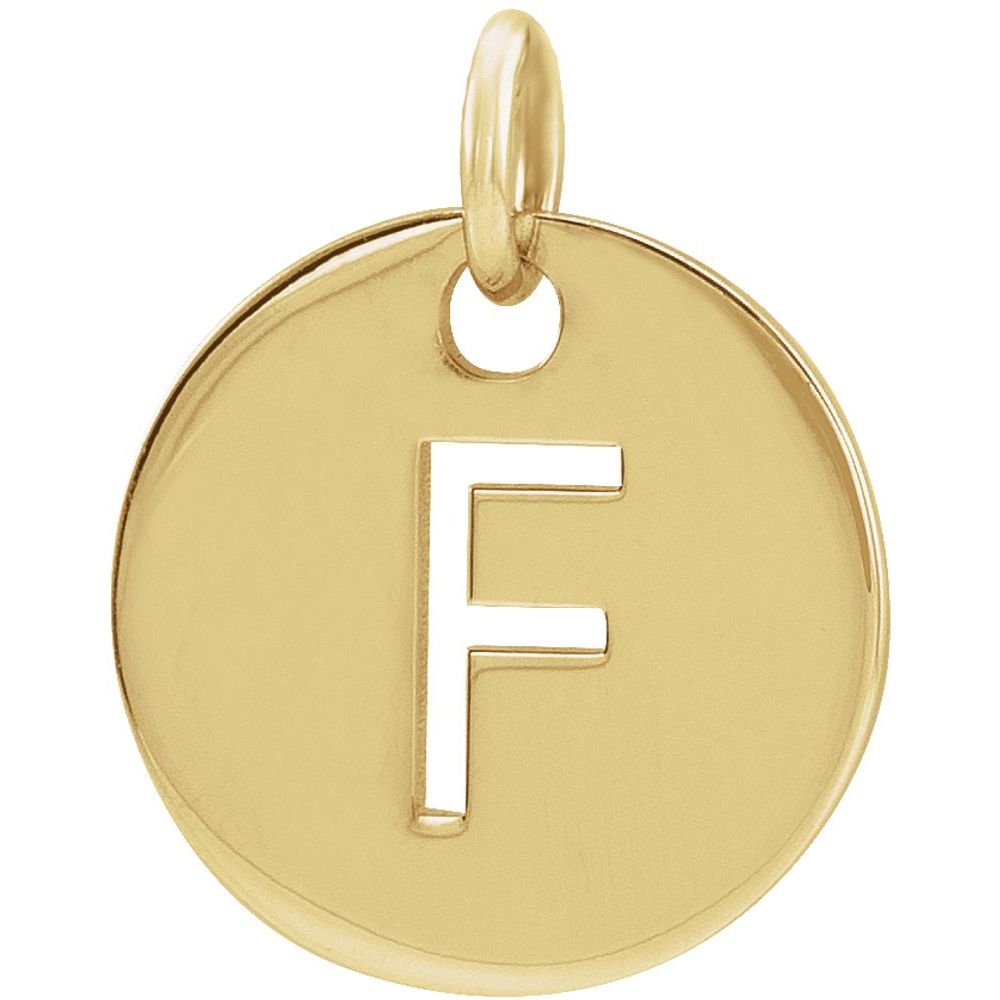 14K Yellow Initial F Pendant