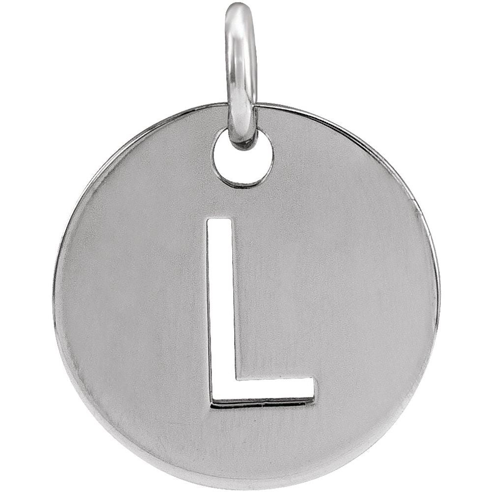 14K White Initial L Pendant