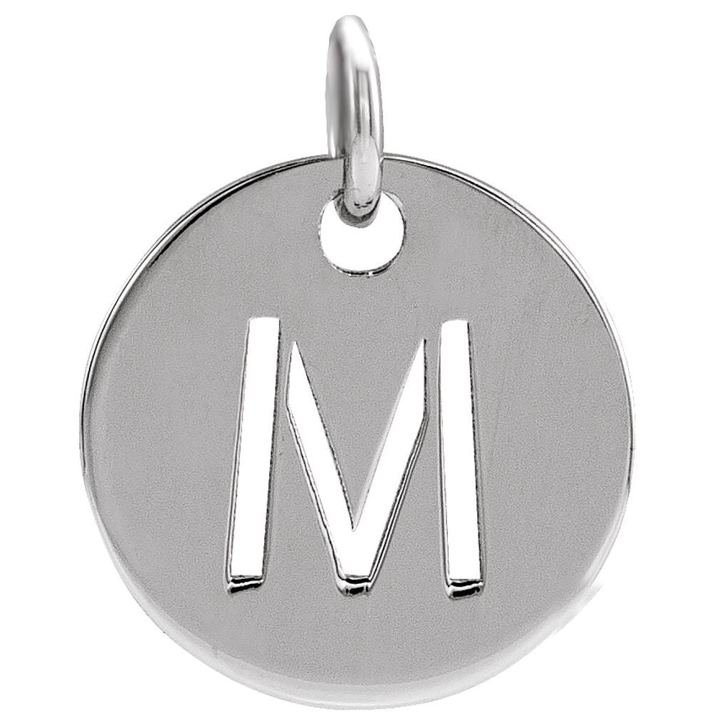 14K White Initial M Pendant