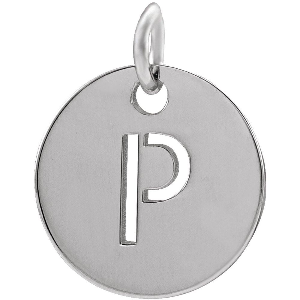 14K White Initial P Pendant