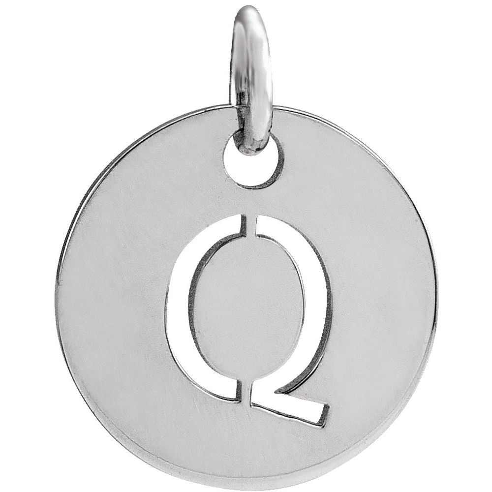 14K White Initial Q Pendant