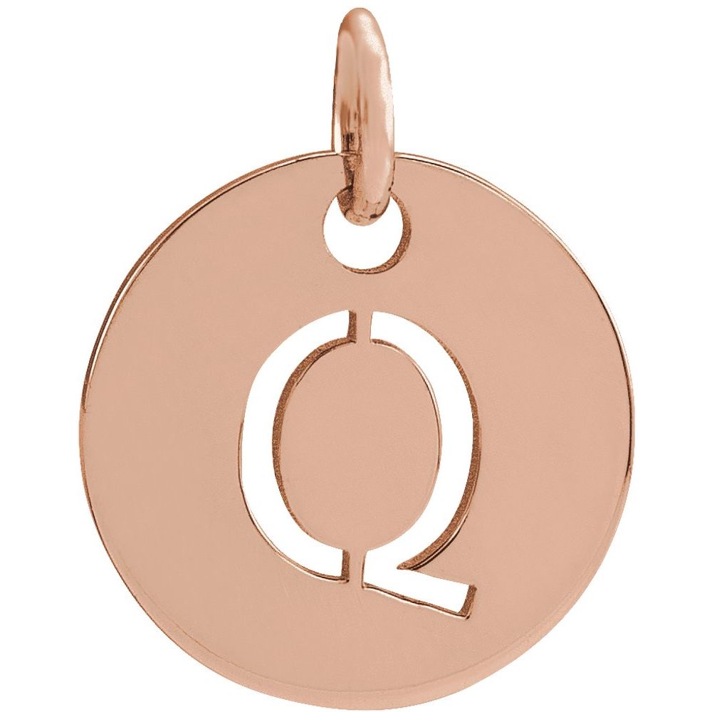 14K Rose Initial Q Pendant