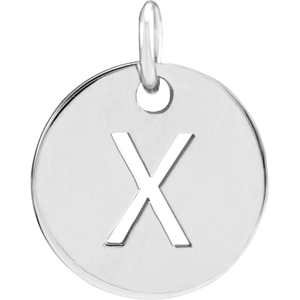 14K White Initial X Pendant