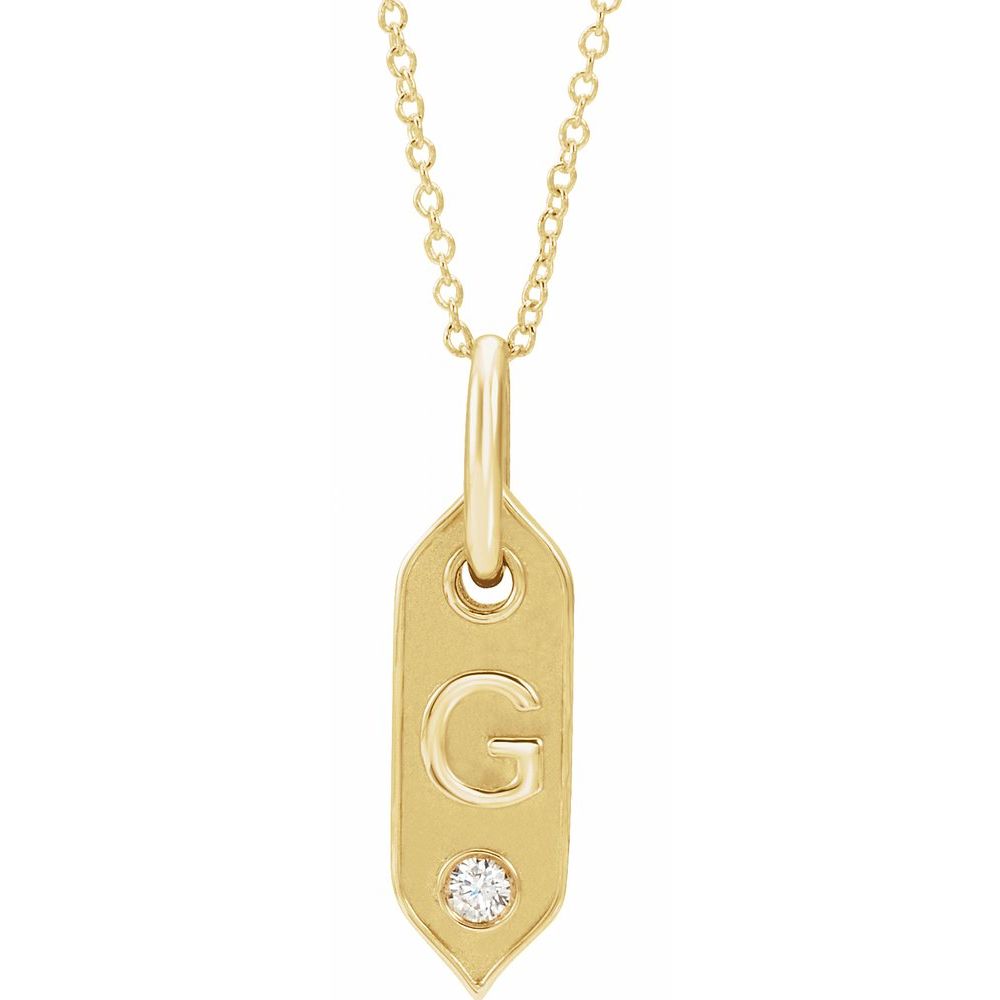 14K Yellow .05 CT Natural Diamond Initial G 16-18" Necklace