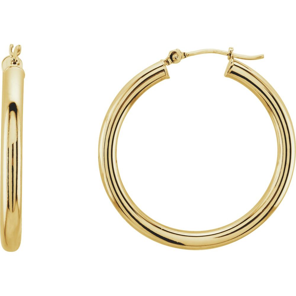 14K Yellow 30 mm Tube Hoop Earrings