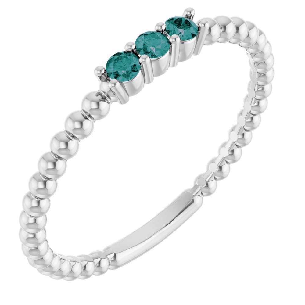 Sterling Silver Lab-Grown Alexandrite Beaded Ring