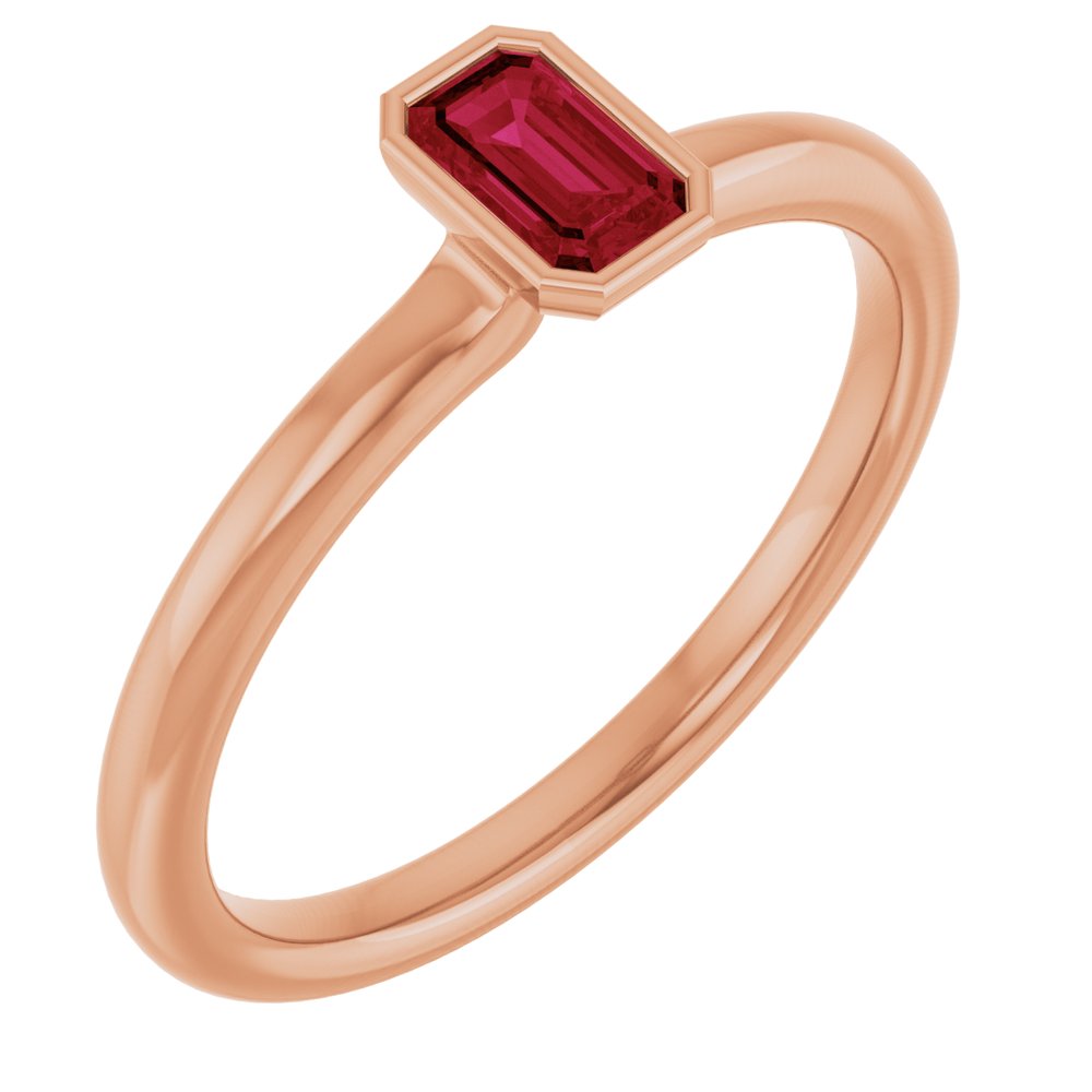 14K Rose Natural Ruby Stackable Ring