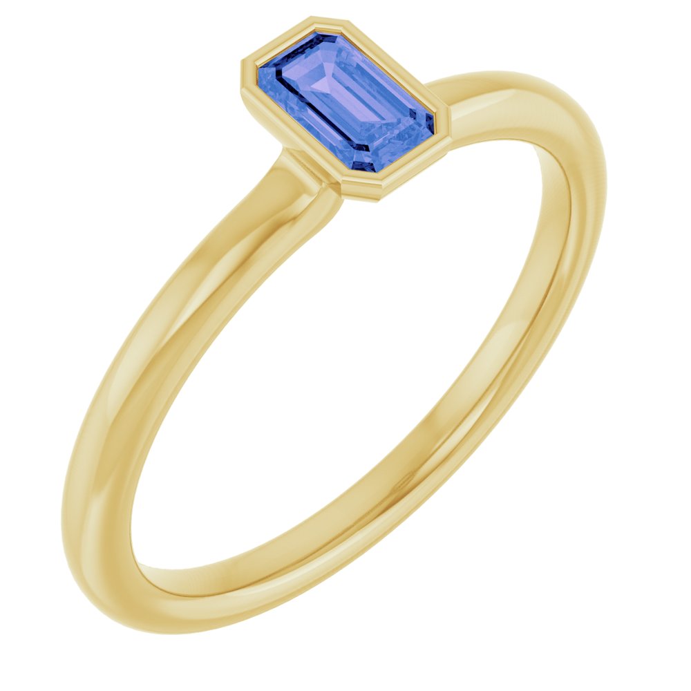 14K Yellow Natural Tanzanite Stackable Ring