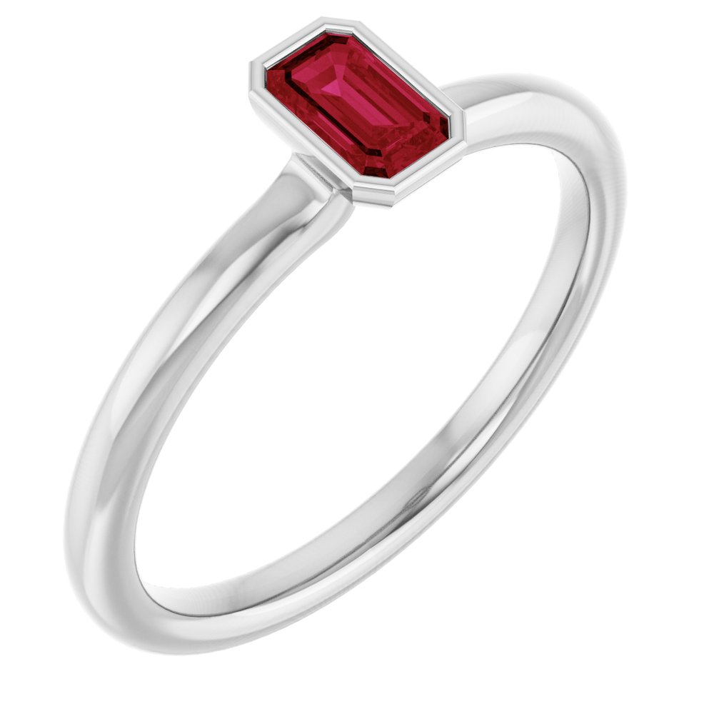 Platinum Lab-Grown Ruby Stackable Ring