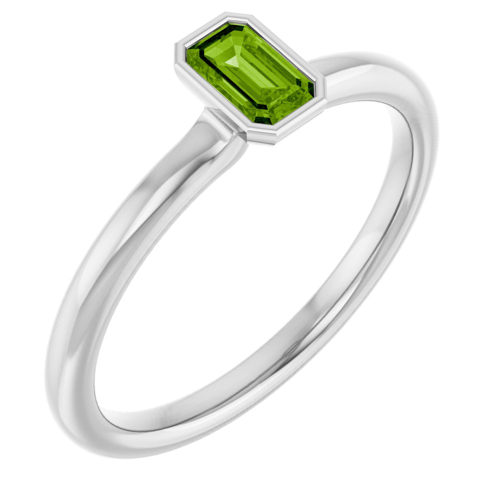 Platinum Natural Peridot Stackable Ring