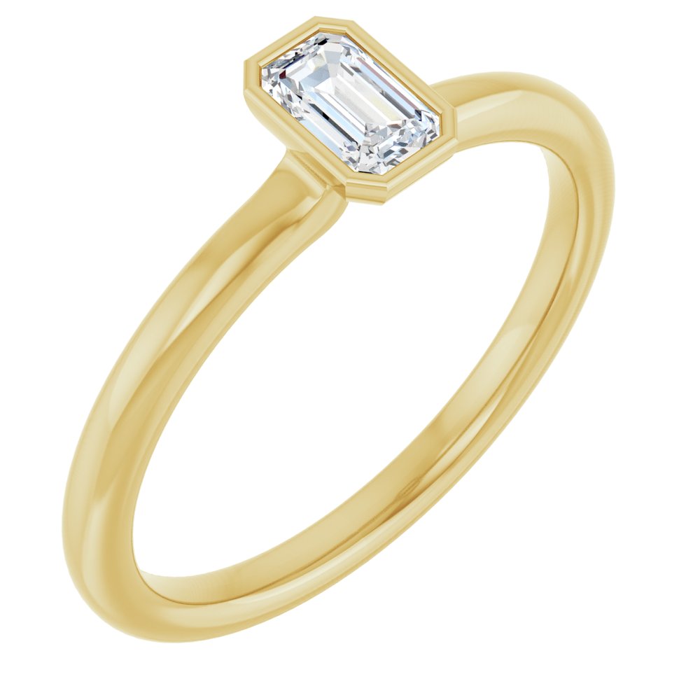 14K Yellow Natural White Sapphire Stackable Ring