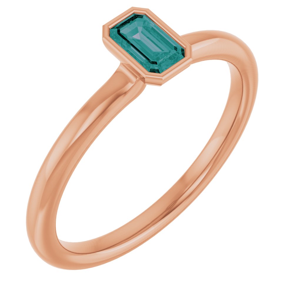 14K Rose Lab-Grown Alexandrite Stackable Ring